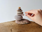 Baltic Sea Balancing Stone Sculpture – 7-Stone Zen Cairn for Meditation & Shelf Decor